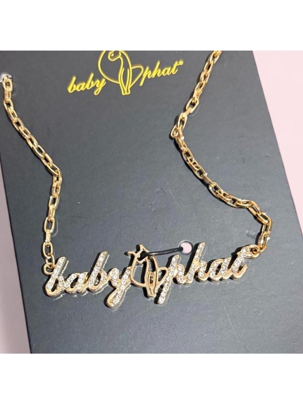 Y2k baby phat necklace with diamond rhinestones